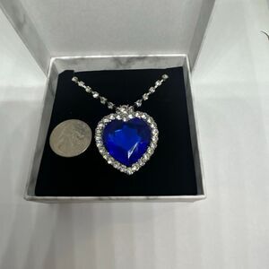 💙 Titanic-Inspired Blue Heart Necklace – Large Crystal Pendant Adjustable– Gift